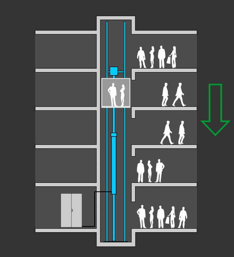 Hydraulic lift with typically located power unit