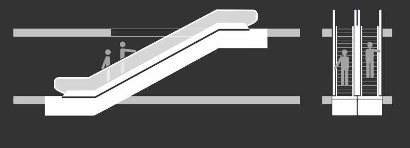 Escalators double arrangement